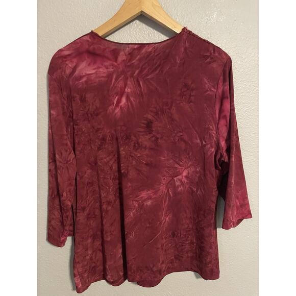 Only Nine Womens Top Size 1X Maroon Burnout Floral Embroidered Sequin Whimsigoth - Picture 3 of 8